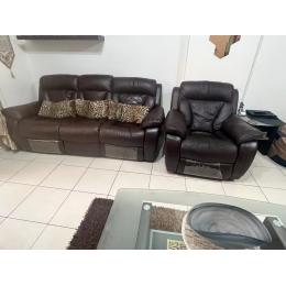 3+2 brown recliner sofa for sale